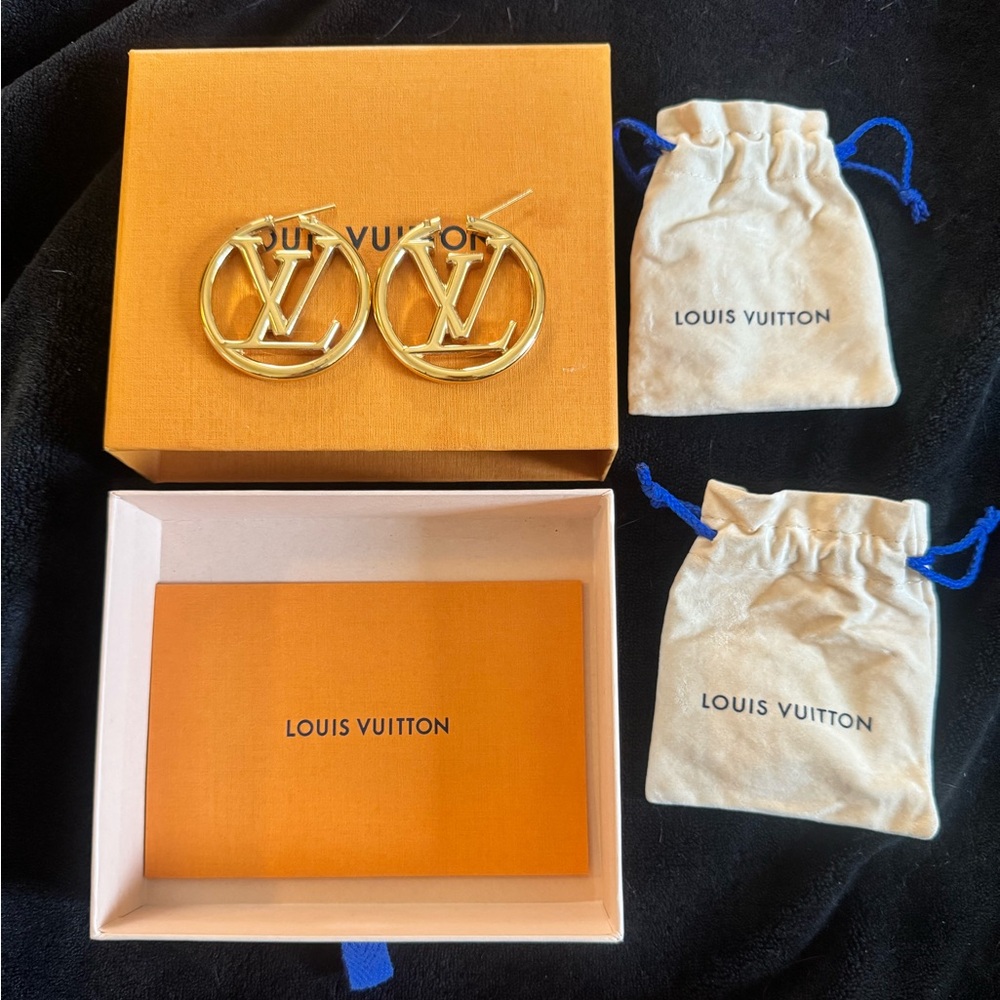 Louis Vuitton Gold LV Circle Hoop Earrings